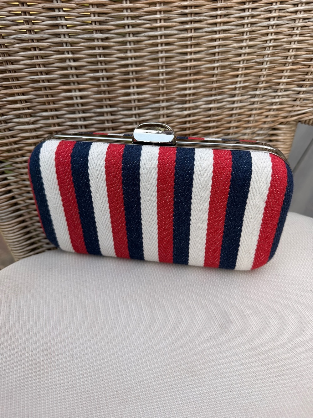 Striped Red, White & Navy Clutch Purse